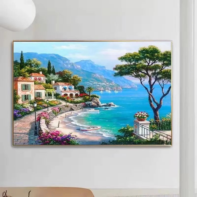 【艳儿】海港小镇-四股满秀54色（100✖️75厘米）