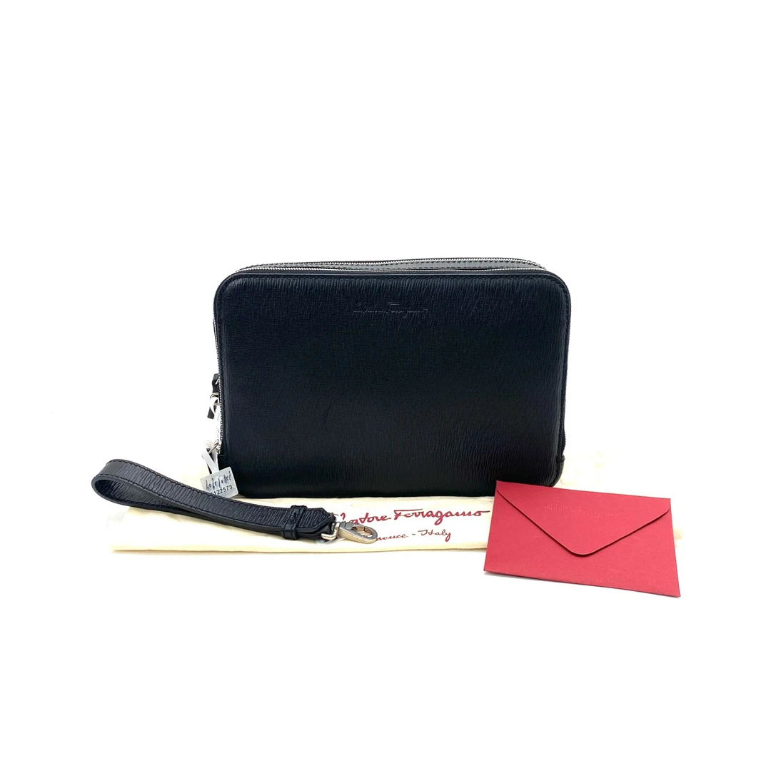 99新 FERRAGAMO/菲拉格慕 菲拉格慕 99新闲置品黑色全皮手拿包