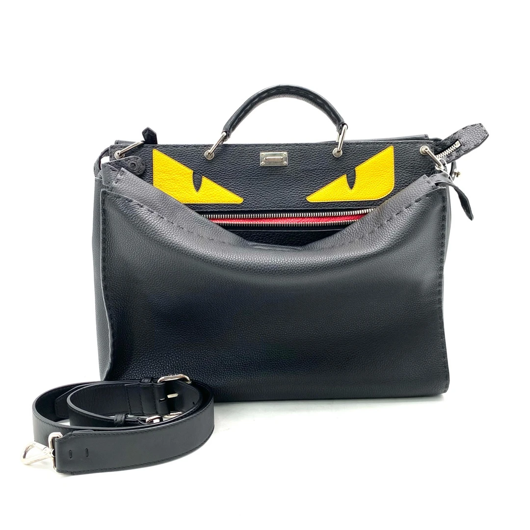 99新 FENDI/芬迪 黑色全皮小怪兽公文包 尺寸40/30公价5万