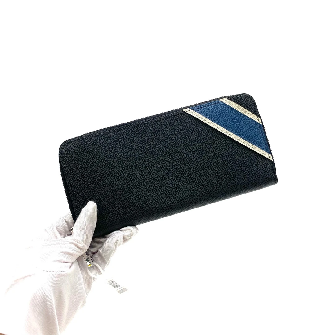 99新 LouisVuitton/路易威登 灰色全皮拼色拉链钱包 尺寸20/10
