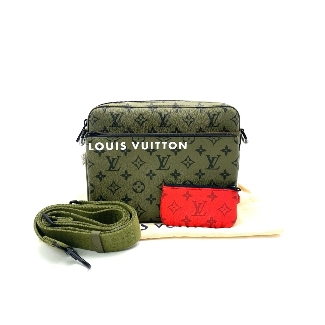 99新 LouisVuitton/路易威登 闲置品抹茶绿三合一邮差包 尺25/18
