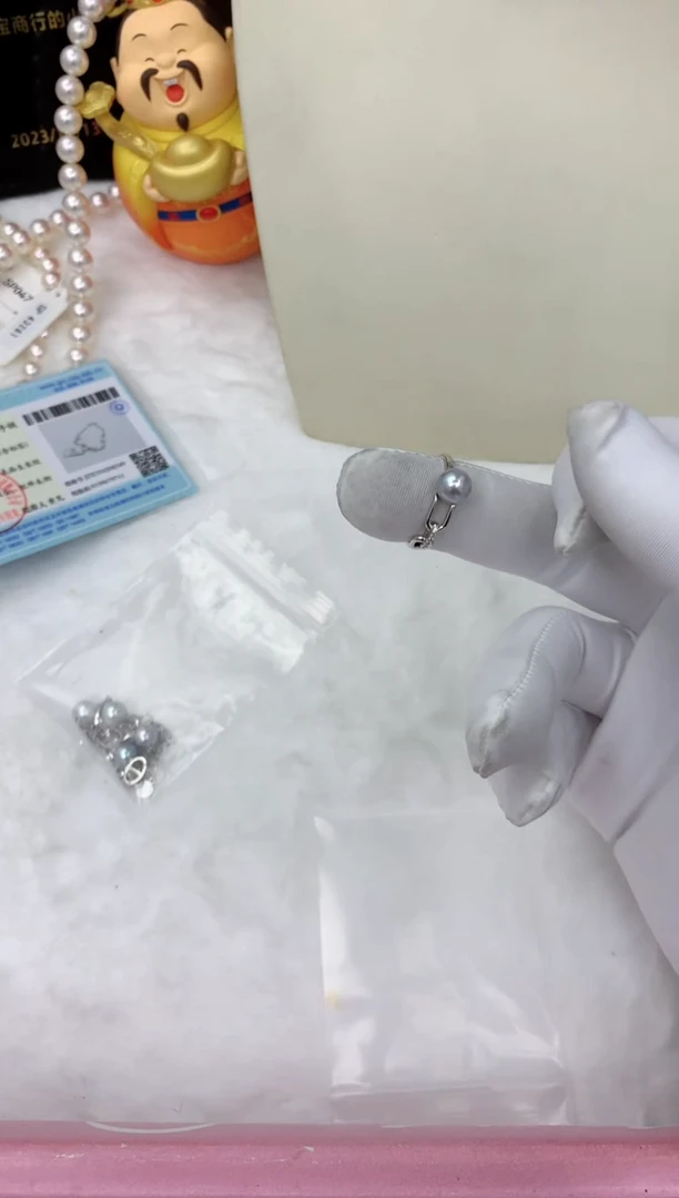 【闪购商品】海水珍珠饰品银S925镶嵌真多麻色猪鼻子戒指