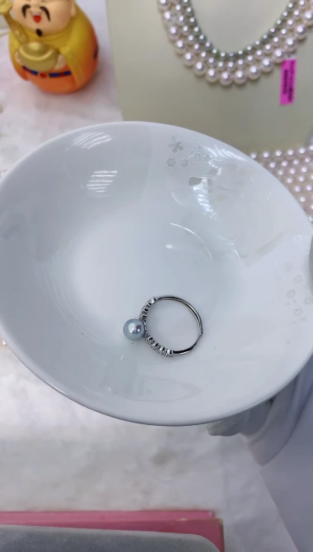 【闪购商品】海水珍珠饰品银S925镶嵌真多麻色设计款戒指