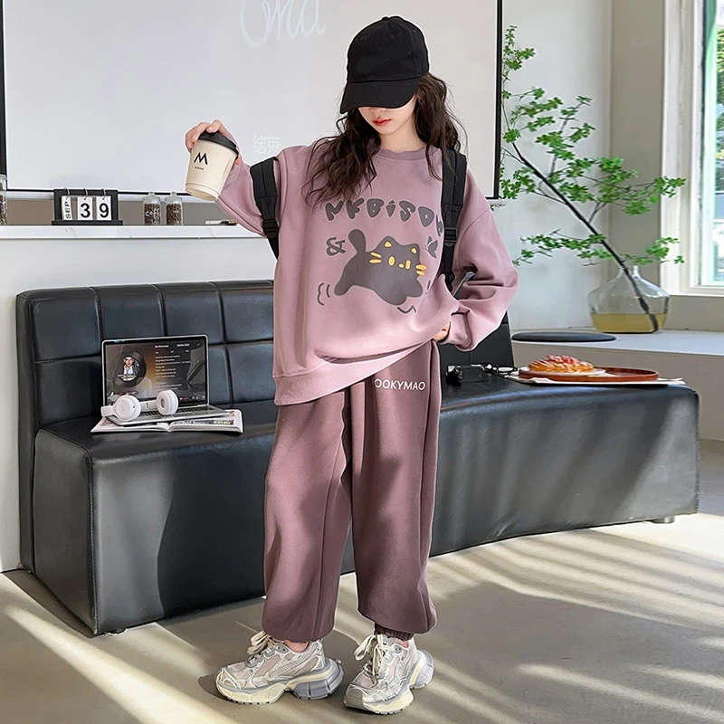 女童套装春秋装2025新款6-12岁15岁中大童春季韩版卫衣休闲裤套装