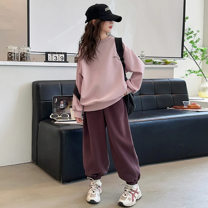 女童套装春秋款2025新款6-12岁15岁中大童秋季休闲洋气卫衣两件套