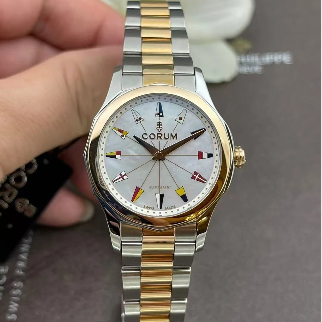 未使用 CORUM/昆仑表 海军上将杯/间金/大三针/保卡/女表/32mm/