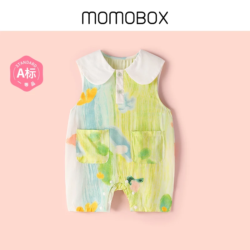 【小之夏】婴幼儿无袖油画风田园休闲洋气夏款薄款宝宝连体衣
