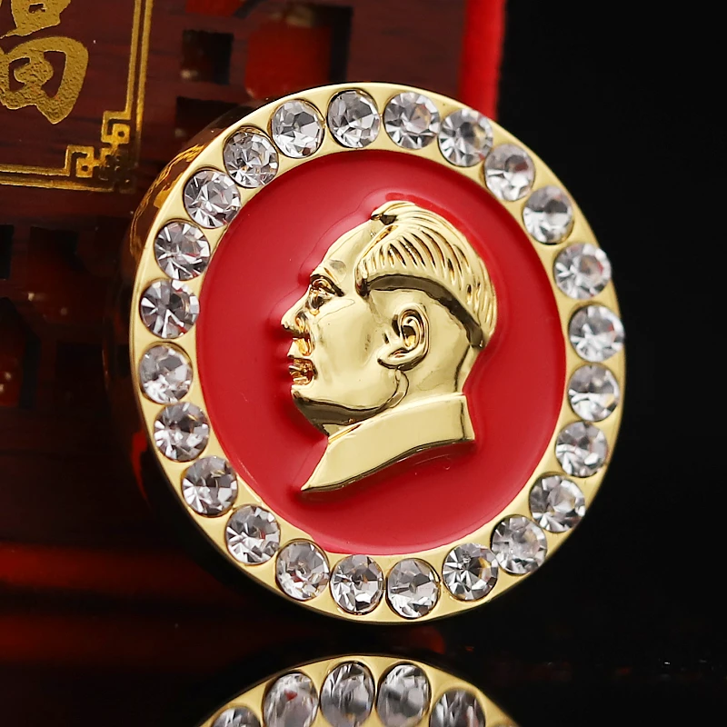 铁合金锆石胸针 伟人胸针鎏金镶砖纪念毛主席像章徽章高档礼品