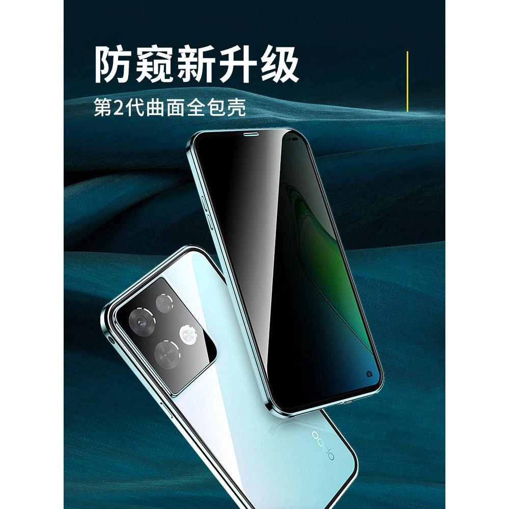 适用于oppoReno8手机壳防窥全包防摔reno8Pro双面玻璃钢化膜保护