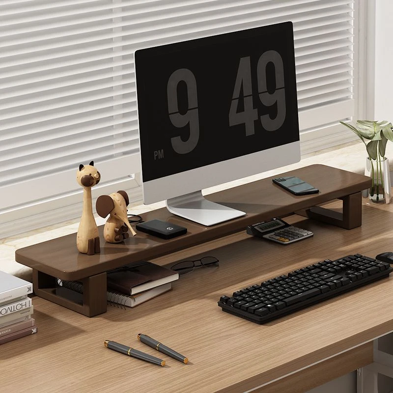 台式电脑显示器实木增高架台式托架小型笔记本底座工位抬高简易架