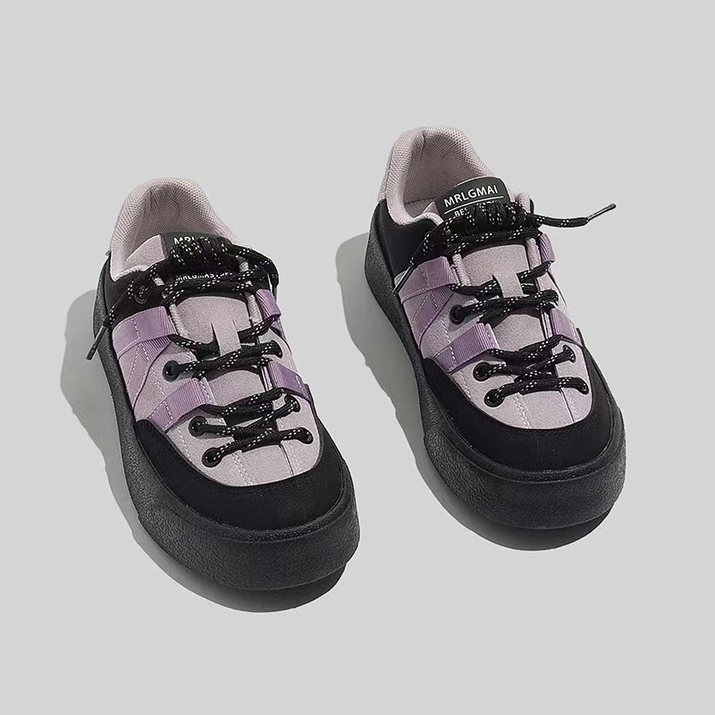BE-6653 紫色 休闲韩版百搭时尚板鞋女2024夏季新款潮流厚底板鞋