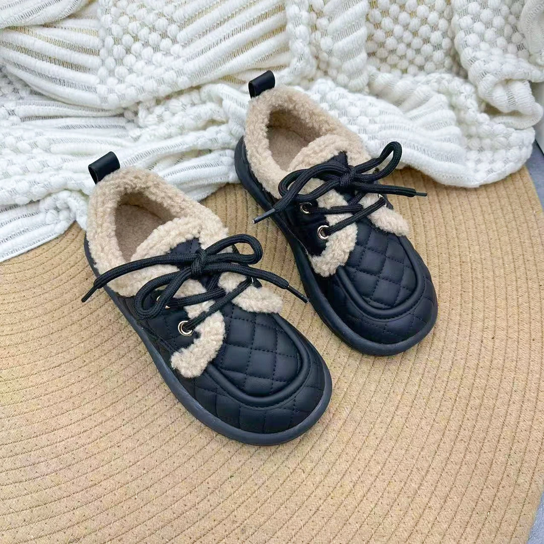 036 黑色 加绒休闲鞋女2025新款时尚百搭平底防滑保暖单鞋雪地棉