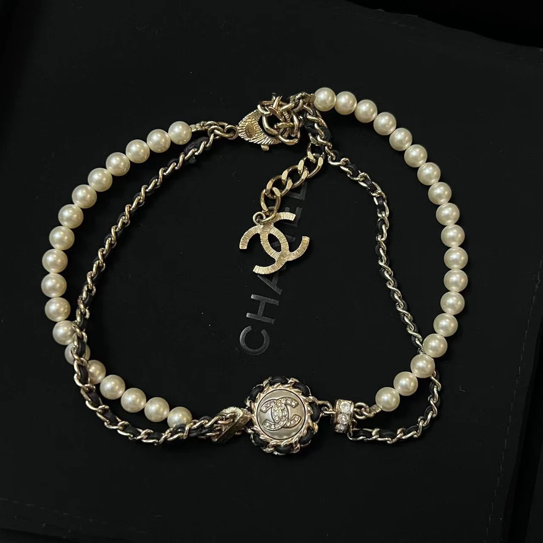 95新 Chanel/香奈儿 皮穿链圆钻Chocker 26688712