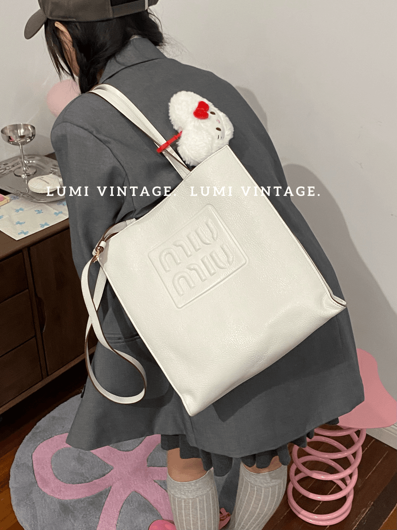 95新 MIU MIU/缪缪 白色托特单肩包23545952