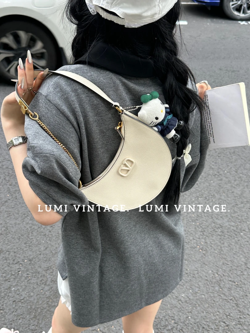 95新 Valentino/华伦天奴 米白色牛皮单肩包56160573