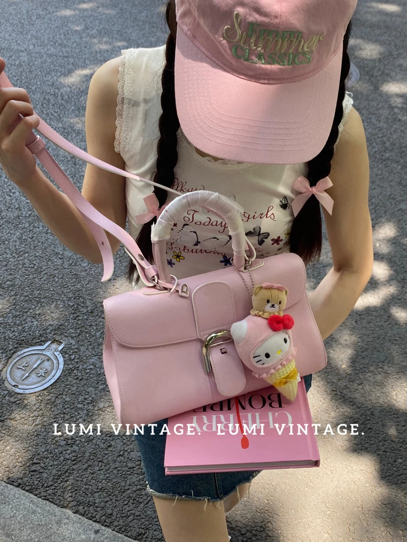 95新 Delvaux/德尔沃 Brillant 粉色牛皮银扣 69794142