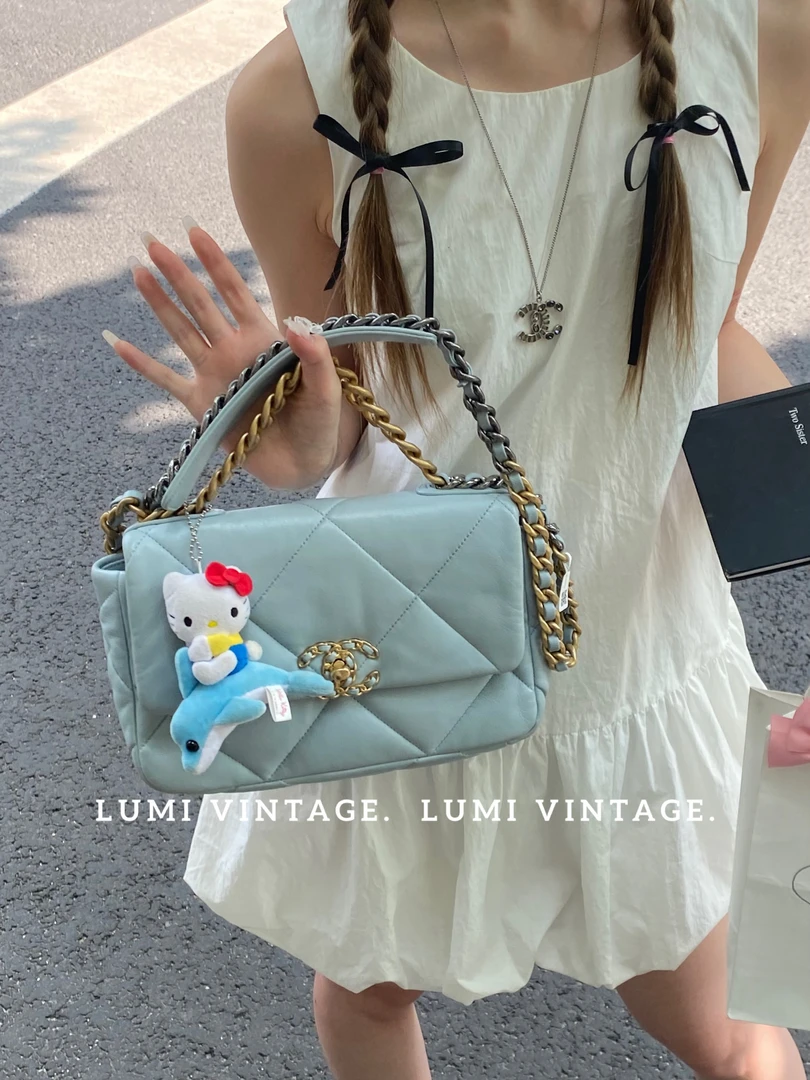 95新 Chanel/香奈儿 22P淡蓝金扣19bag 15896810
