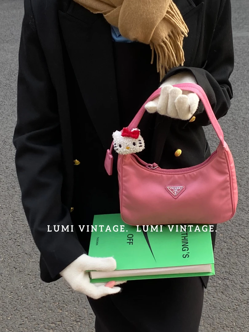 95新 Prada/普拉达 海棠粉色hobo 29555287