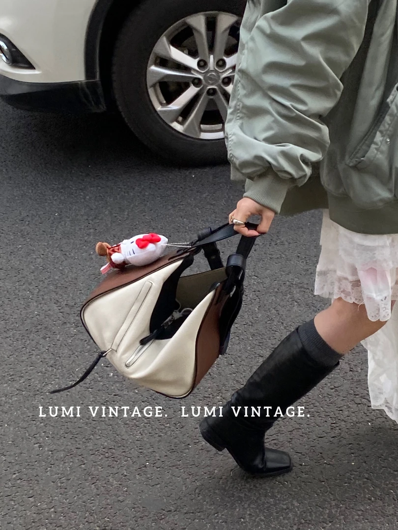 95新 LOEWE/罗意威 米拼棕吊床手提单肩包51188450