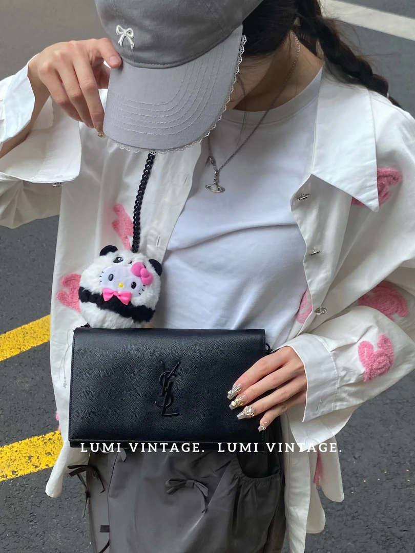 95新 YSL/圣罗兰 so black 鱼子酱小号链条包47110500