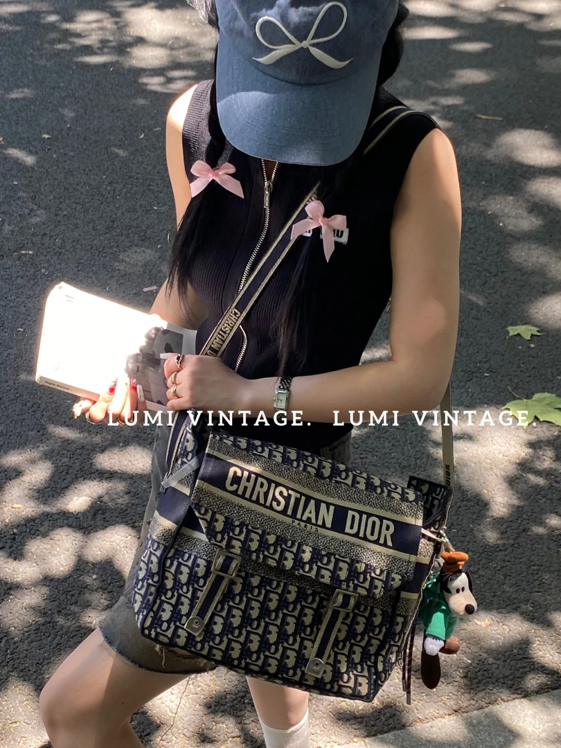 95新 DIOR/迪奥 蓝色老花camp信使包92289495