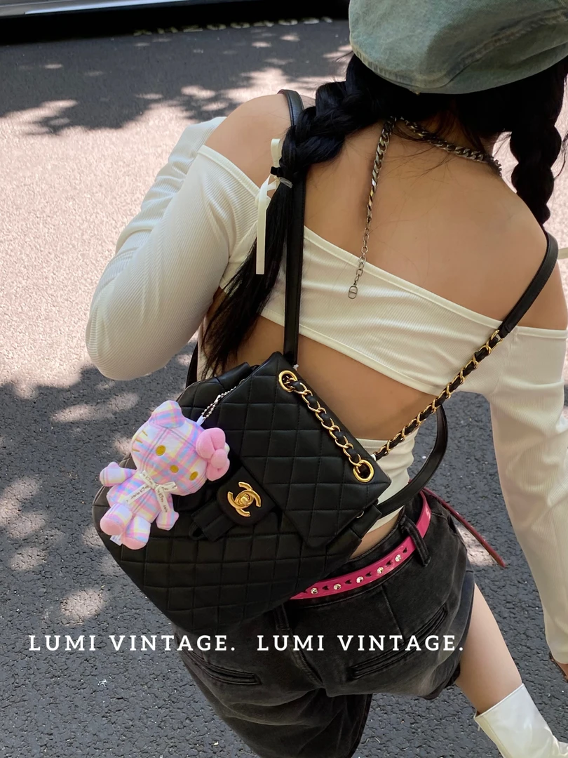 95新 Chanel/香奈儿 mini黑金萨尔茨堡双肩包16442833