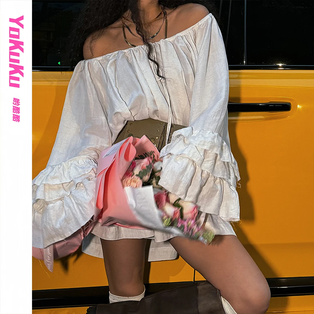 哟酷酷【交个朋友轻奢】一衣多穿木耳宽袖连衣裙女装上衣（含腰包）