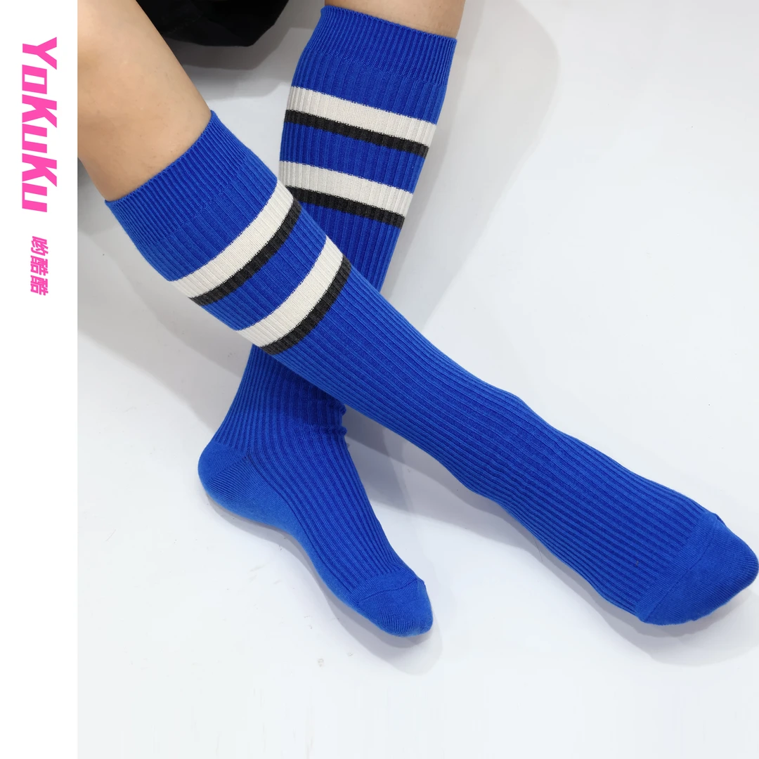 哟酷酷美式复古 ins简约百搭条纹运动袜
