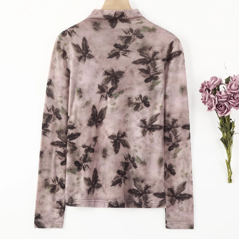 LANZIBES/蓝之蓓绵羊毛长袖打底上衣气质显瘦时尚印花T恤C6987