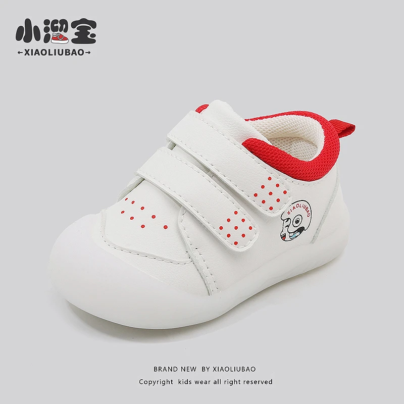 春秋新款皮面儿童小白鞋防滑软底宝宝机能鞋0-2岁婴幼儿学步鞋