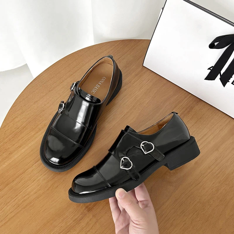 现货，断码福利】XW981/3cm牛皮单鞋女百搭真皮复古英伦小皮鞋圆头