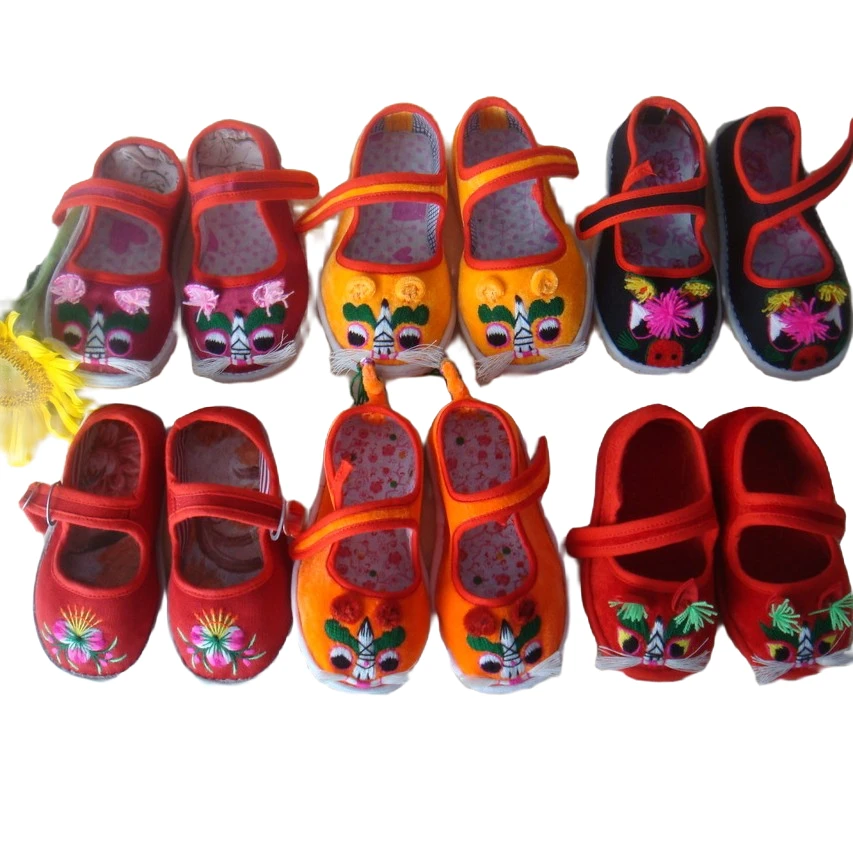 儿童宝宝布鞋透气千层底单布鞋软底传统纯手工民族风虎头鞋绣花