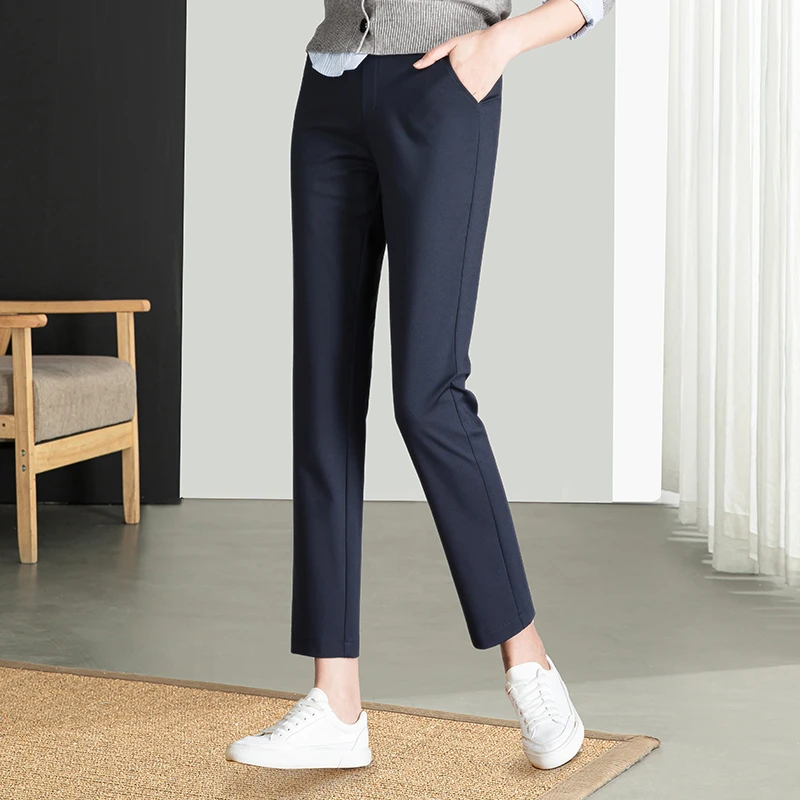 【法棍裤】哥d面料高腰显瘦直筒裤女遮肉减龄小西装裤松紧腰休闲裤