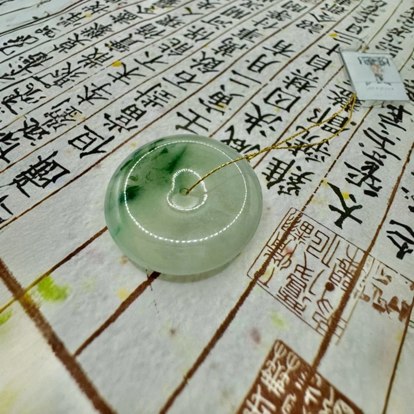 翡翠飘花平安扣 送子女送爱人