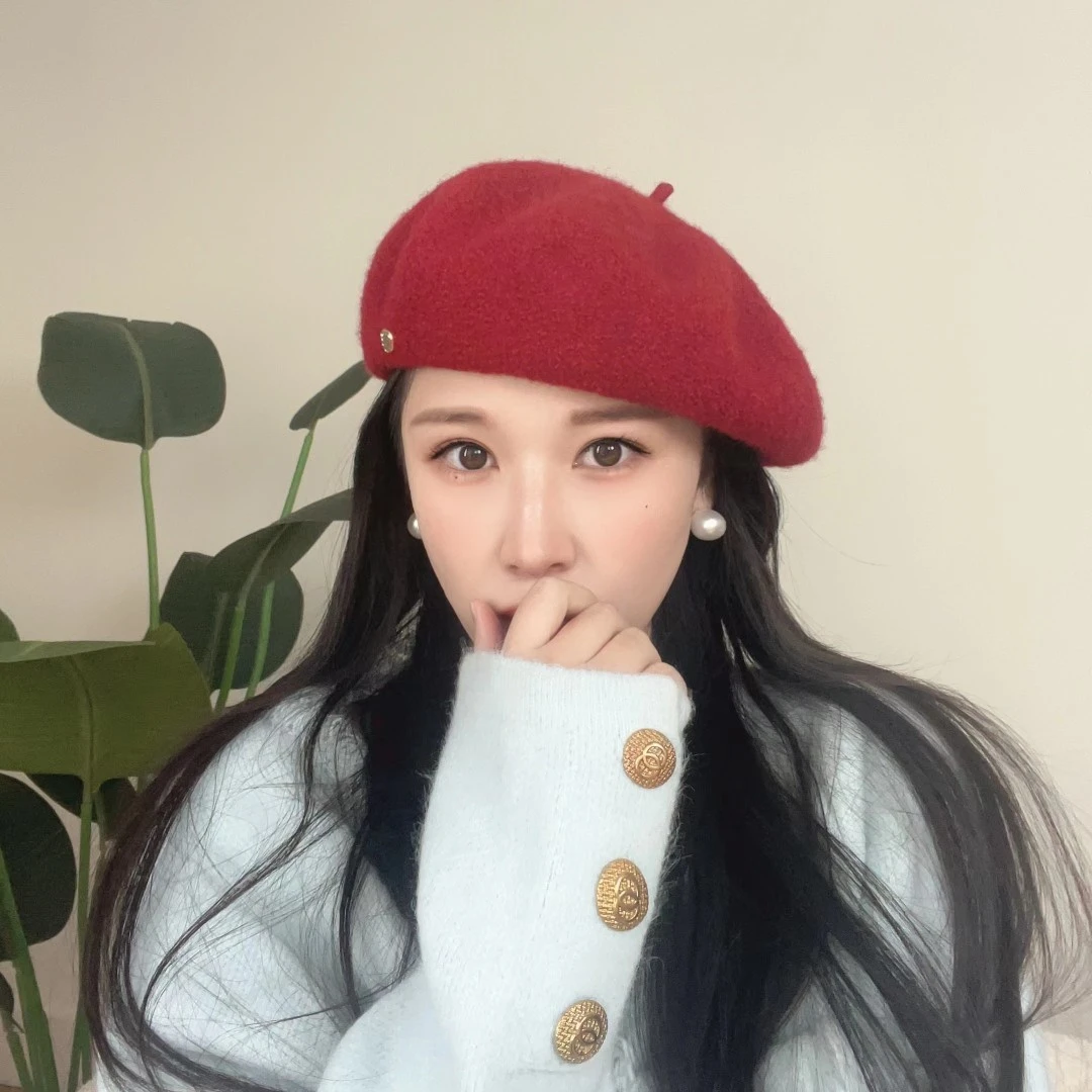 新年红～高品质毛呢贝雷帽女秋冬百搭气质复古画家帽显脸小