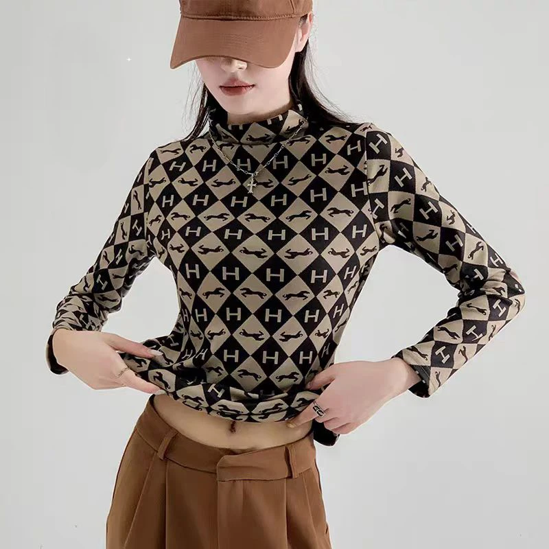 【加厚打底衫】秋冬半高领时尚女保暖衫显瘦遮肉长袖内搭打底气质