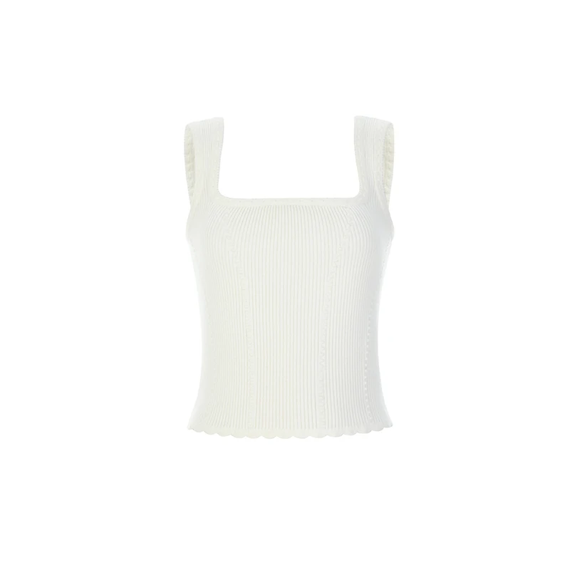 LeFame/拉飞姆冬季百搭白色针织小背心经典线