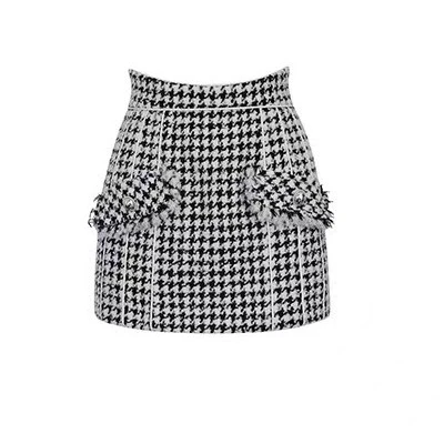 LeFame/拉飞姆秋冬复古粗花呢千鸟格小香风半裙LF21Q32S06B429