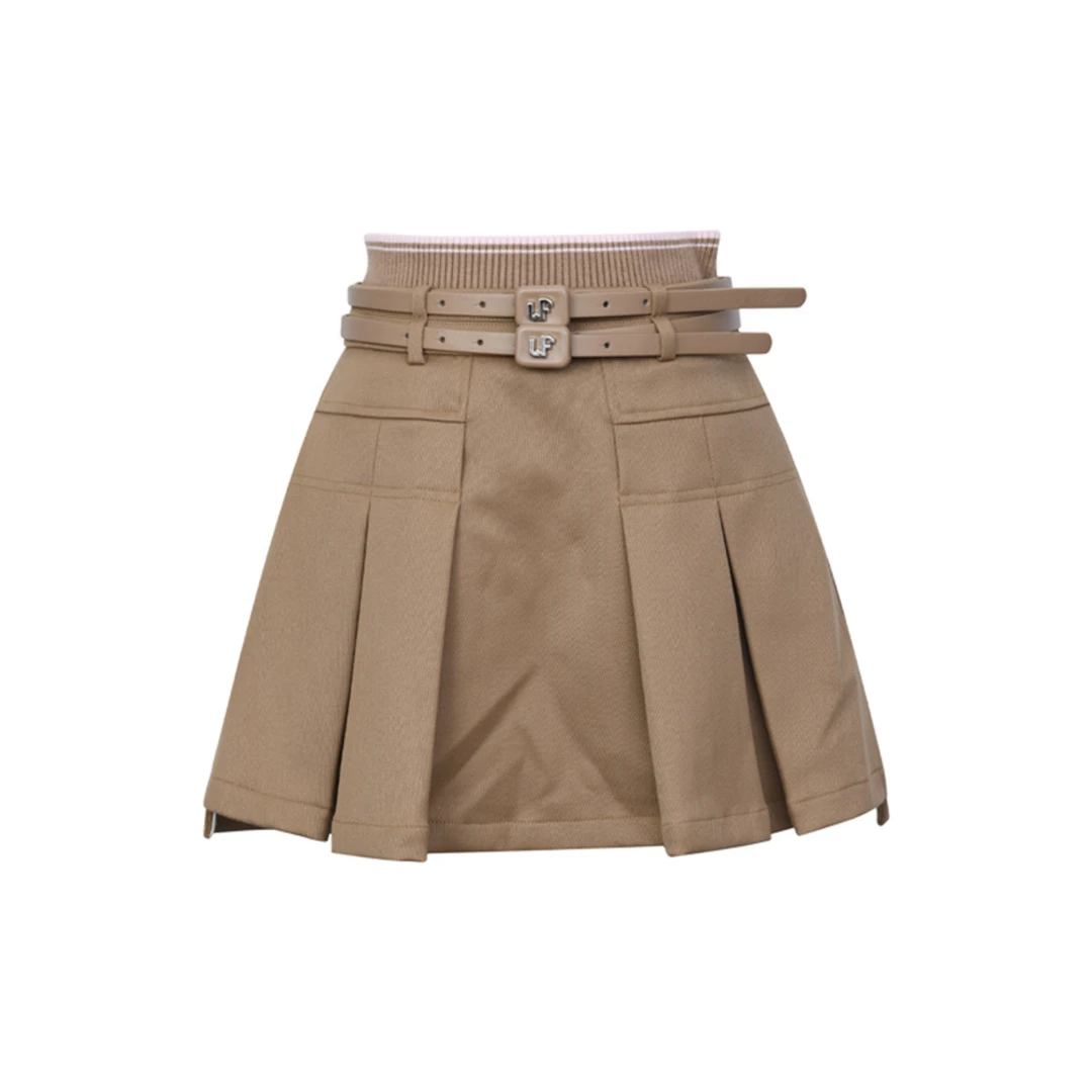 LeFame/拉飞姆2022冬新款学院风双腰头小A型百褶裙LF22D21S01C226