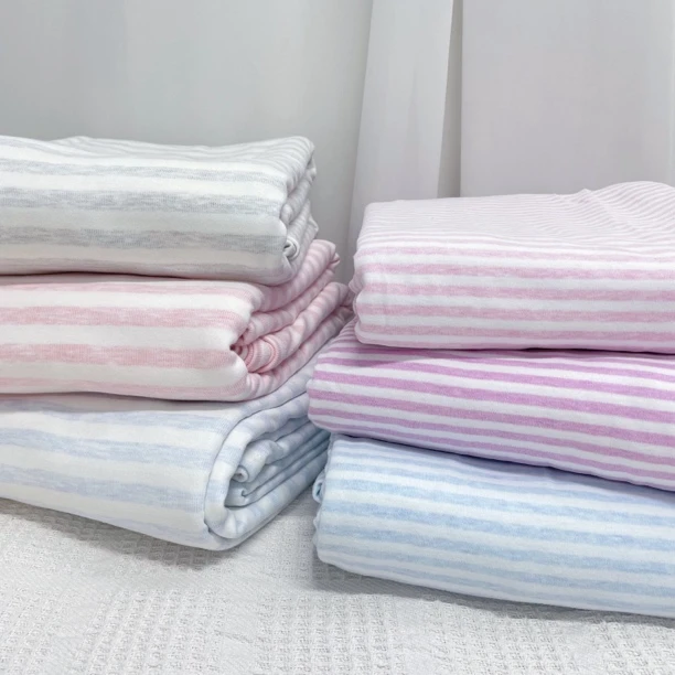 纯棉针织棉色织条纹裸睡床单铺盖均可亲肤服帖180^220cm偶有微瑕