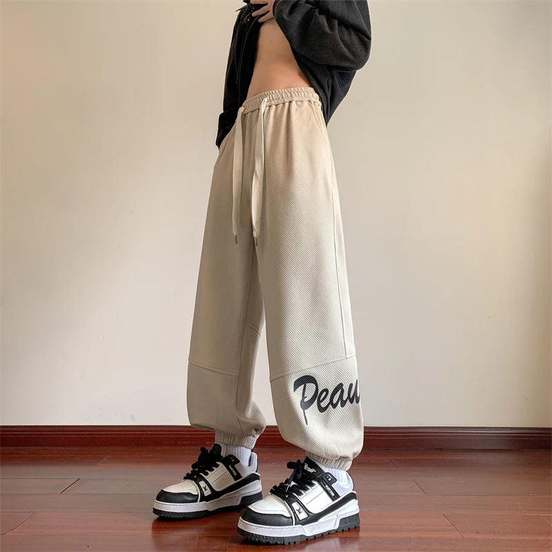 菠萝格运动束脚裤子男生春季潮牌美式休闲长裤青少年潮流百搭卫裤