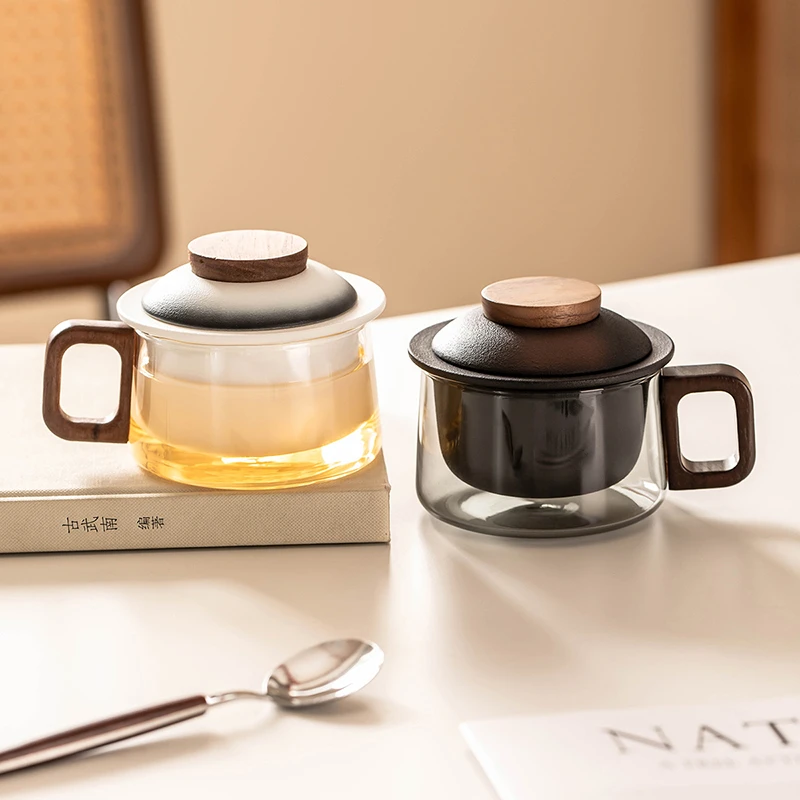 2024新款迷你墩墩杯泡茶杯家用茶水分离玻璃杯办公室咖啡杯花茶杯