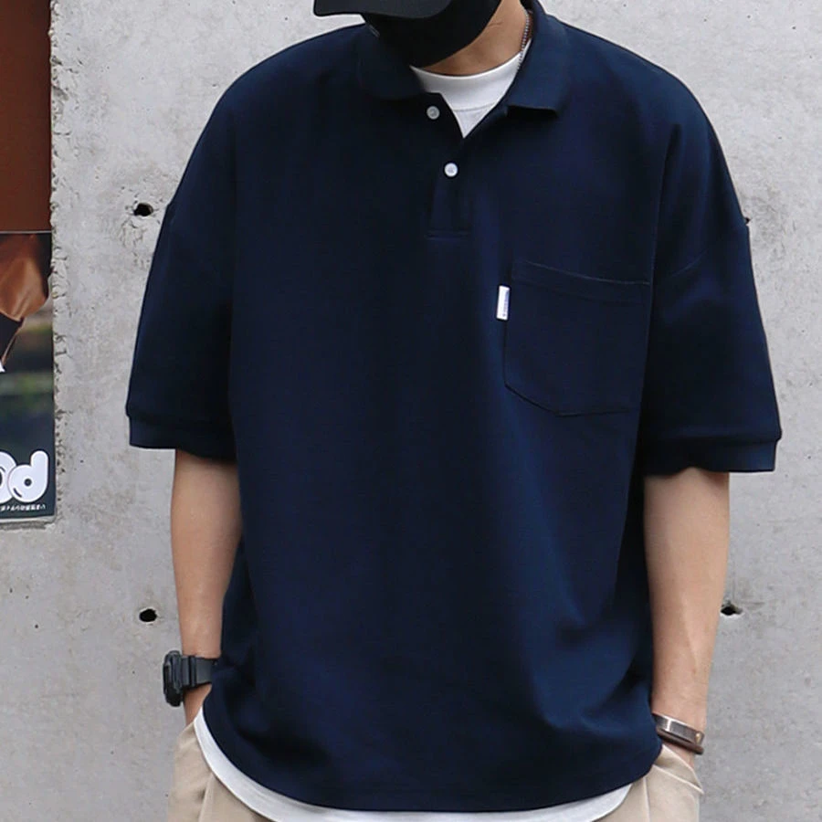 夏季新款日系简约宽松百搭纯色翻领短袖T恤港风痞帅POLO衫男潮ins