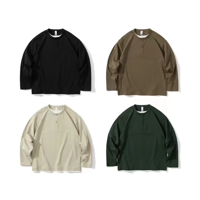 【cityboy】新款纯棉层叠双领纯色休闲长袖595