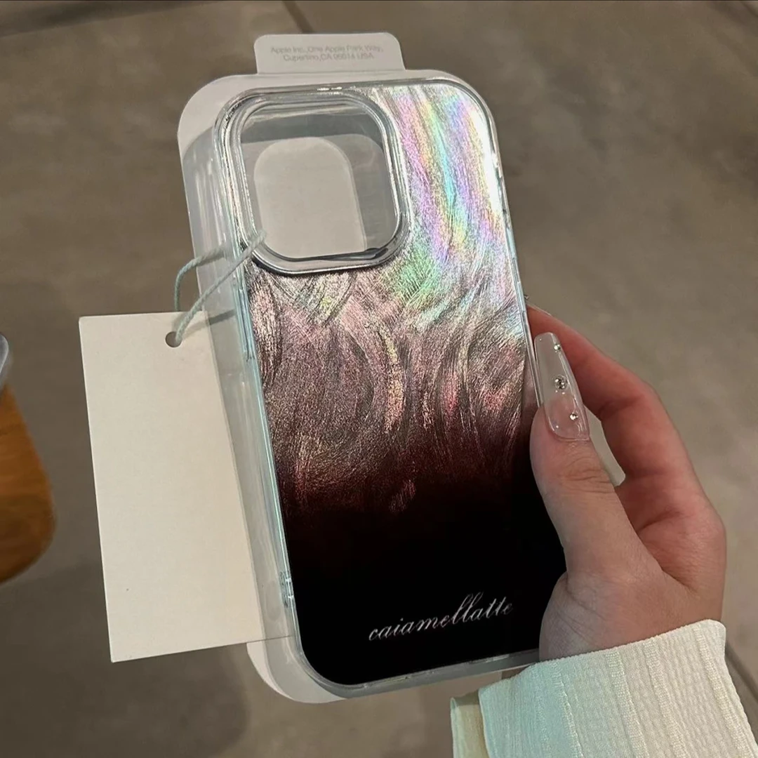 羽纱渐变咖啡适用iPhone15苹果13手机软壳个性14华为vivo小米oppo