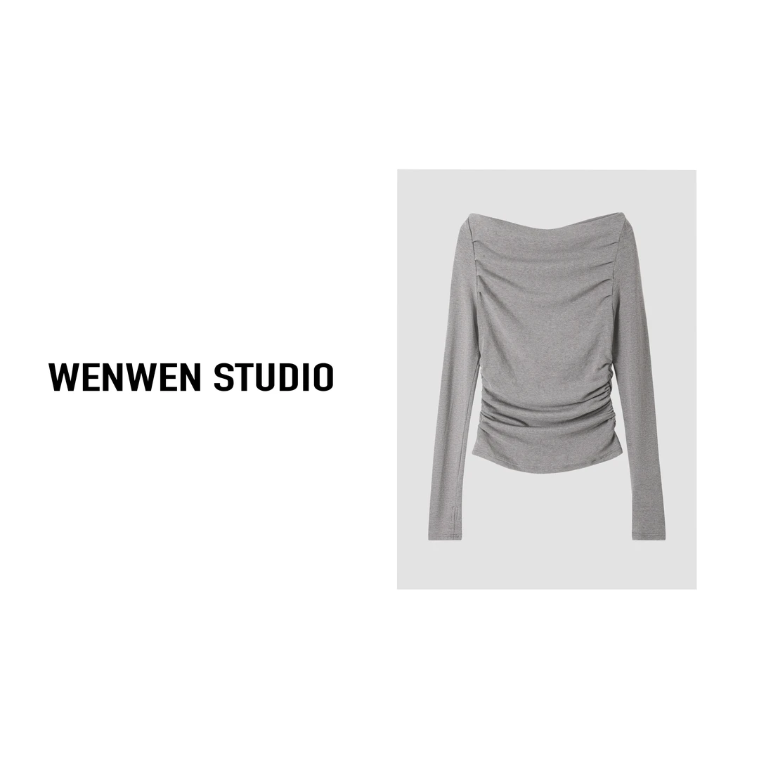 WENWEN&【浅灰色】SKIN系列打底两穿修身弹力上衣WW-23002