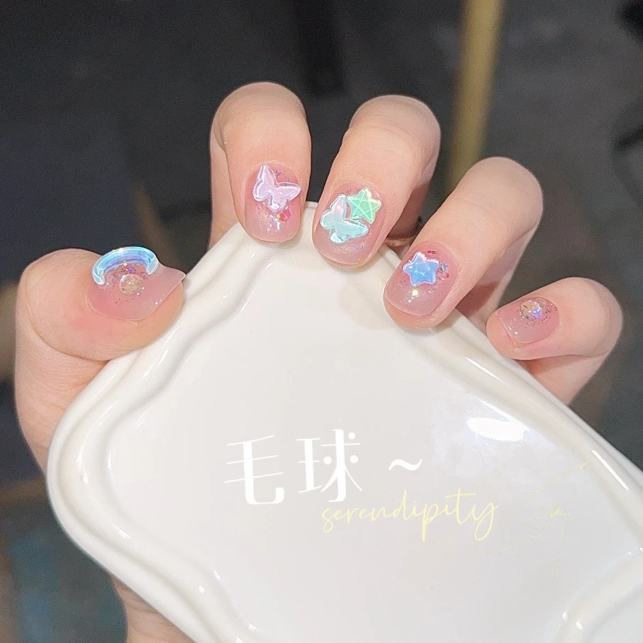 【百变女孩】送工具包 纯手工穿戴甲爆闪满钻