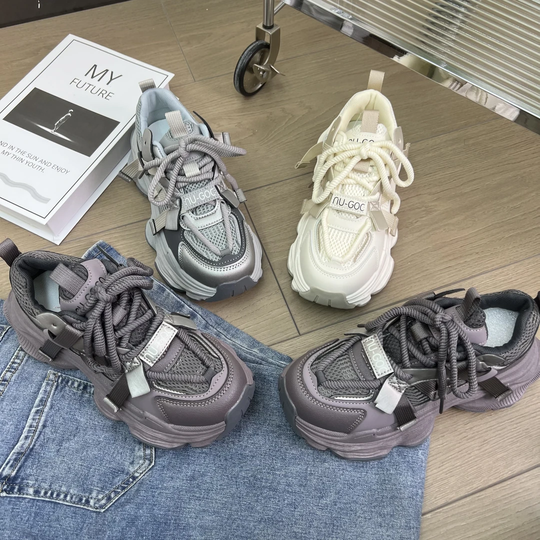 网面老爹鞋女厚底松糕2025年秋季新款百搭爆款小个子增高休闲女鞋