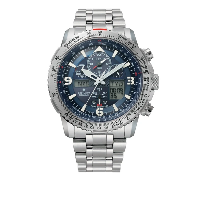 Citizen/西铁城光动能多局电波时尚舒博钛男表JY8100-80L