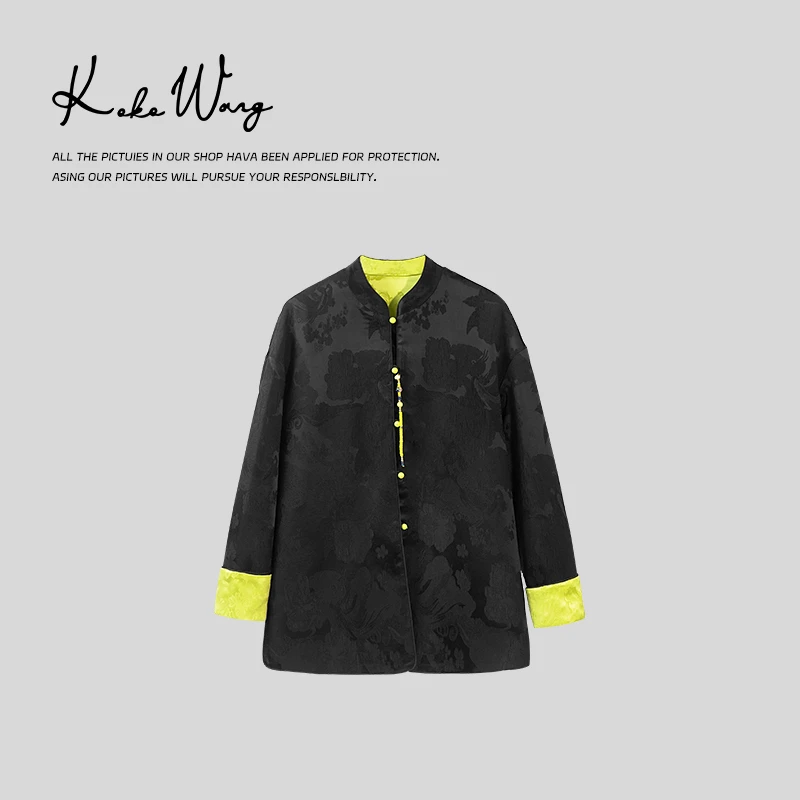 KOKOWANG 极简轻国风高级复古醋酸提花上衣外套420684A01W41
